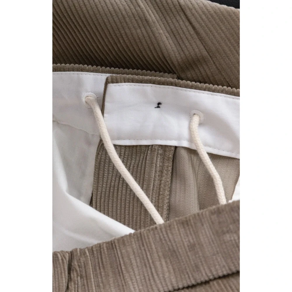 Ami Elasticated Corduroy Trousers Beige Size 38FR 28 US